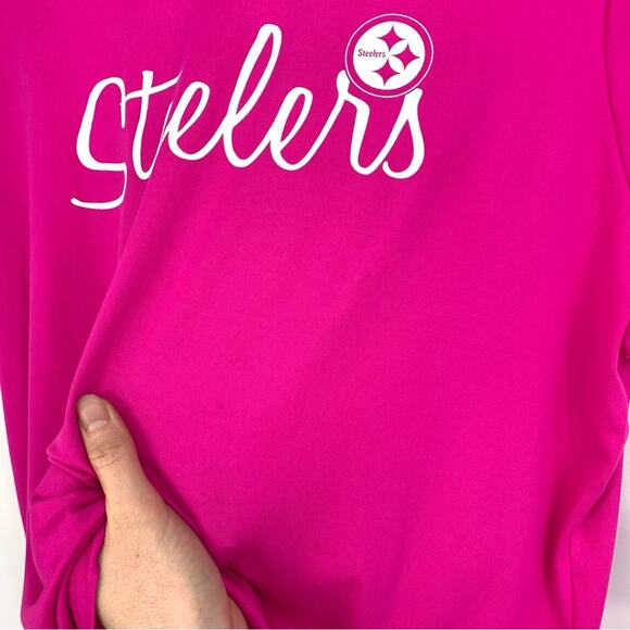 NWT STEELERS Sleepwear T-Shirt Neon Pink White L - Picture 4 of 7